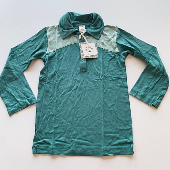 Kate Quinn Organics Boy Long Sleeve Two Tone Polo Shirt 6 Years - Picture 1 of 7